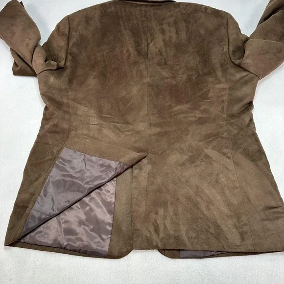 Nautica Sport Coat Mens 48R Brown Faux Suede Blazer Jacket Three Button Prep - Picture 12 of 16